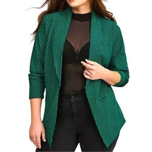 TORRID Parker Studio Crepe‎ Blazer Stellar Houndstooth Ultramarine Green NWT
